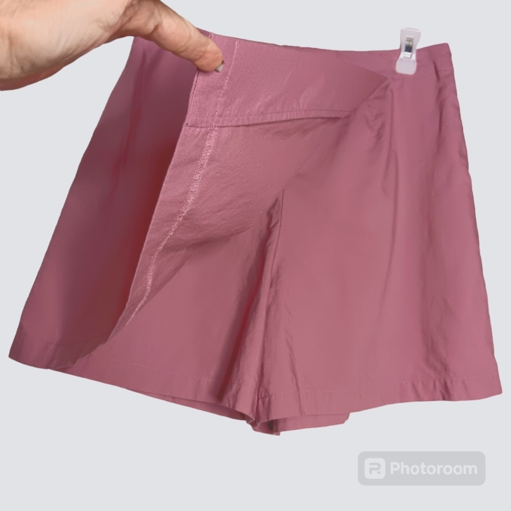 UNIQLO Skort Size L Pockets Side Zip Elastic Back Waistline Linen Blend - Picture 3 of 11